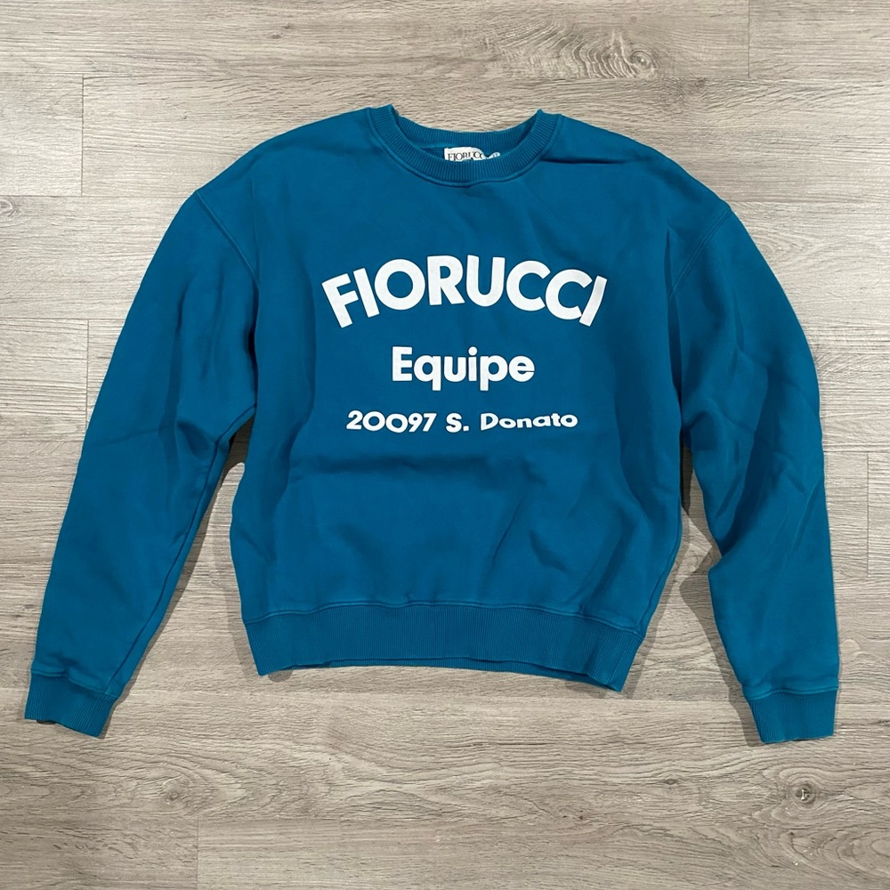 Fiorucci Womens‎ Graphic Blue Sweater Crewneck Pullover XS - Picture 4 of 6